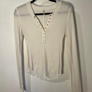 Free People Top One of the Girls Henley Top White